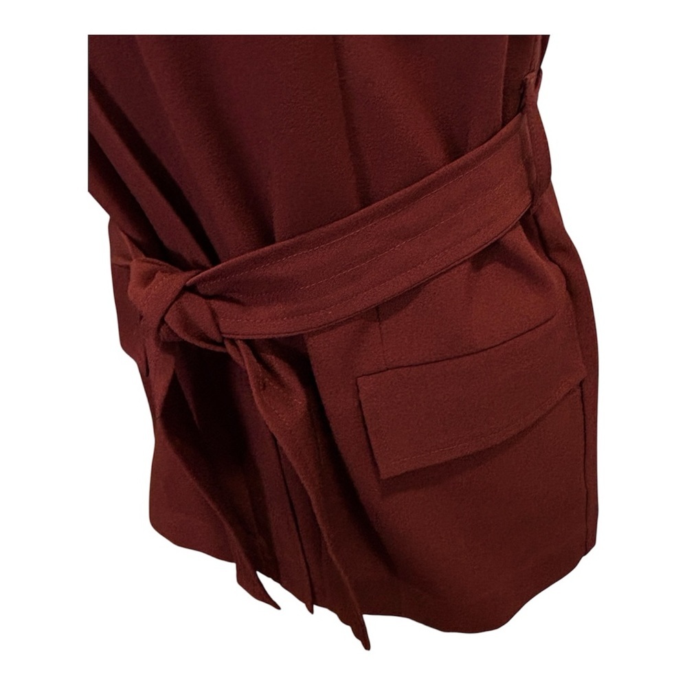 Reitmans Petite 2 Rust Belted Sleeveless Blazer Vest Tailored Wrap Front Career - Picture 5 of 15
